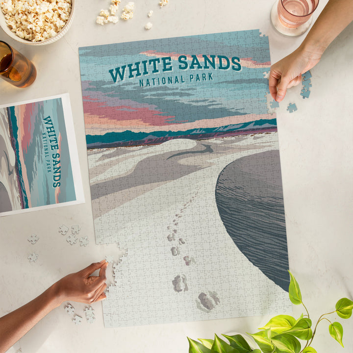 White Sands National Park, New Mexico, Painterly National Park Series, Jigsaw Puzzle Puzzle Lantern Press 