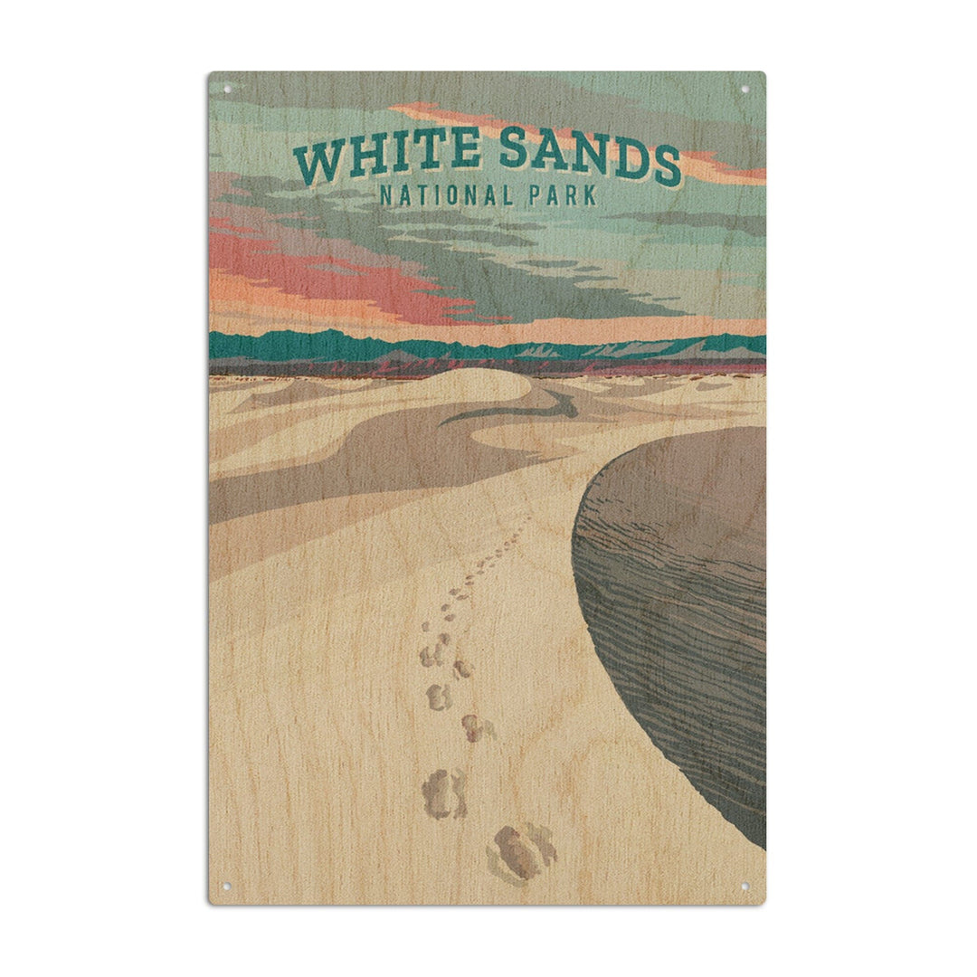 White Sands National Park, New Mexico, Painterly National Park Series, Wood Signs and Postcards Wood Lantern Press 10 x 15 Wood Sign 