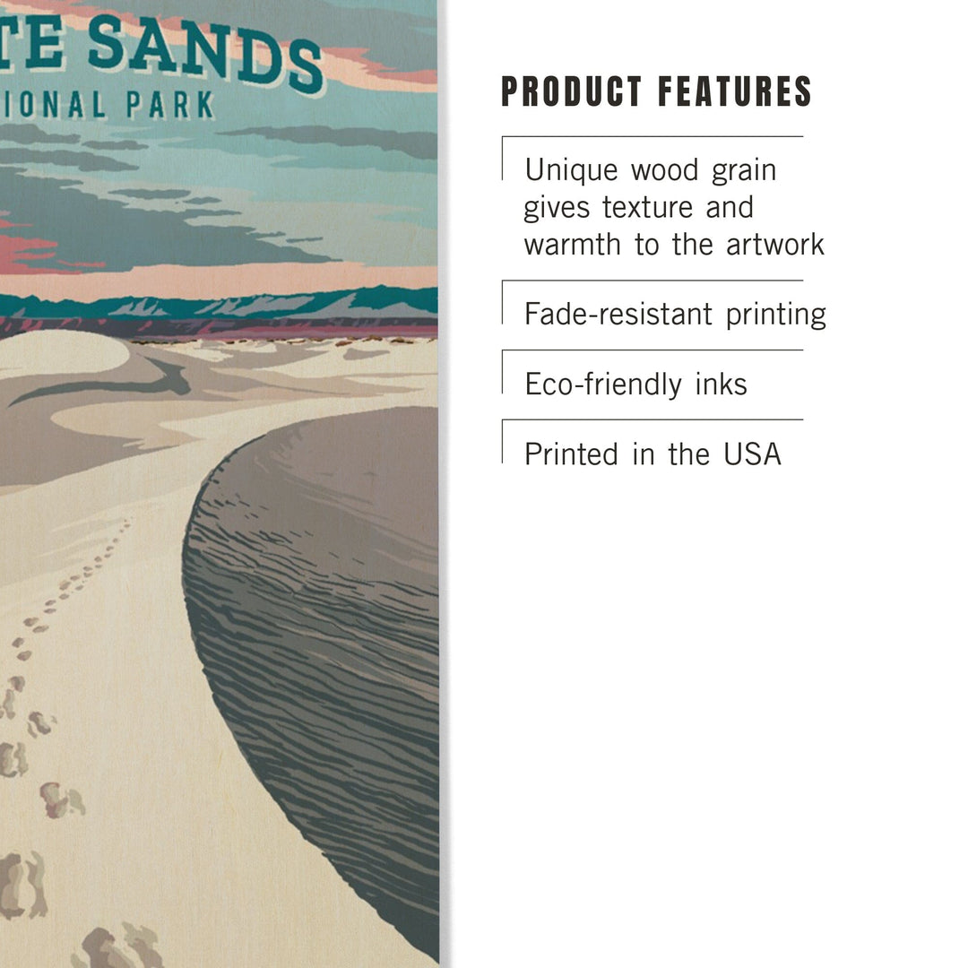 White Sands National Park, New Mexico, Painterly National Park Series, Wood Signs and Postcards Wood Lantern Press 