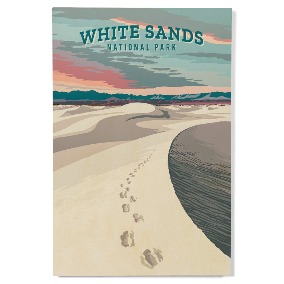 White Sands National Park, New Mexico, Painterly National Park Series, Wood Signs and Postcards Wood Lantern Press 