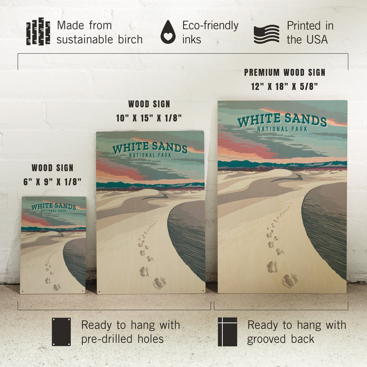 White Sands National Park, New Mexico, Painterly National Park Series, Wood Signs and Postcards Wood Lantern Press 