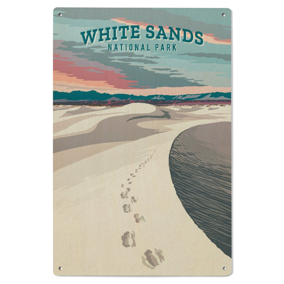 White Sands National Park, New Mexico, Painterly National Park Series, Wood Signs and Postcards Wood Lantern Press 