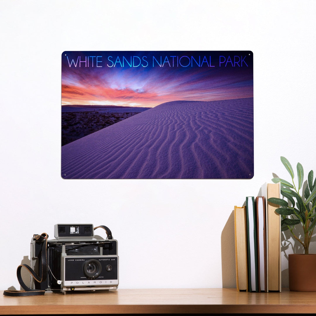 White Sands National Park, New Mexico, Pink Desert Morning, Metal Signs Metal Lantern Press 