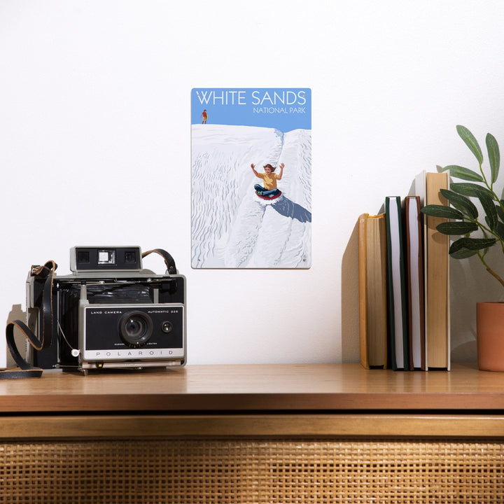 White Sands National Park, New Mexico, Sledding on Sand, Metal Signs Metal Lantern Press 