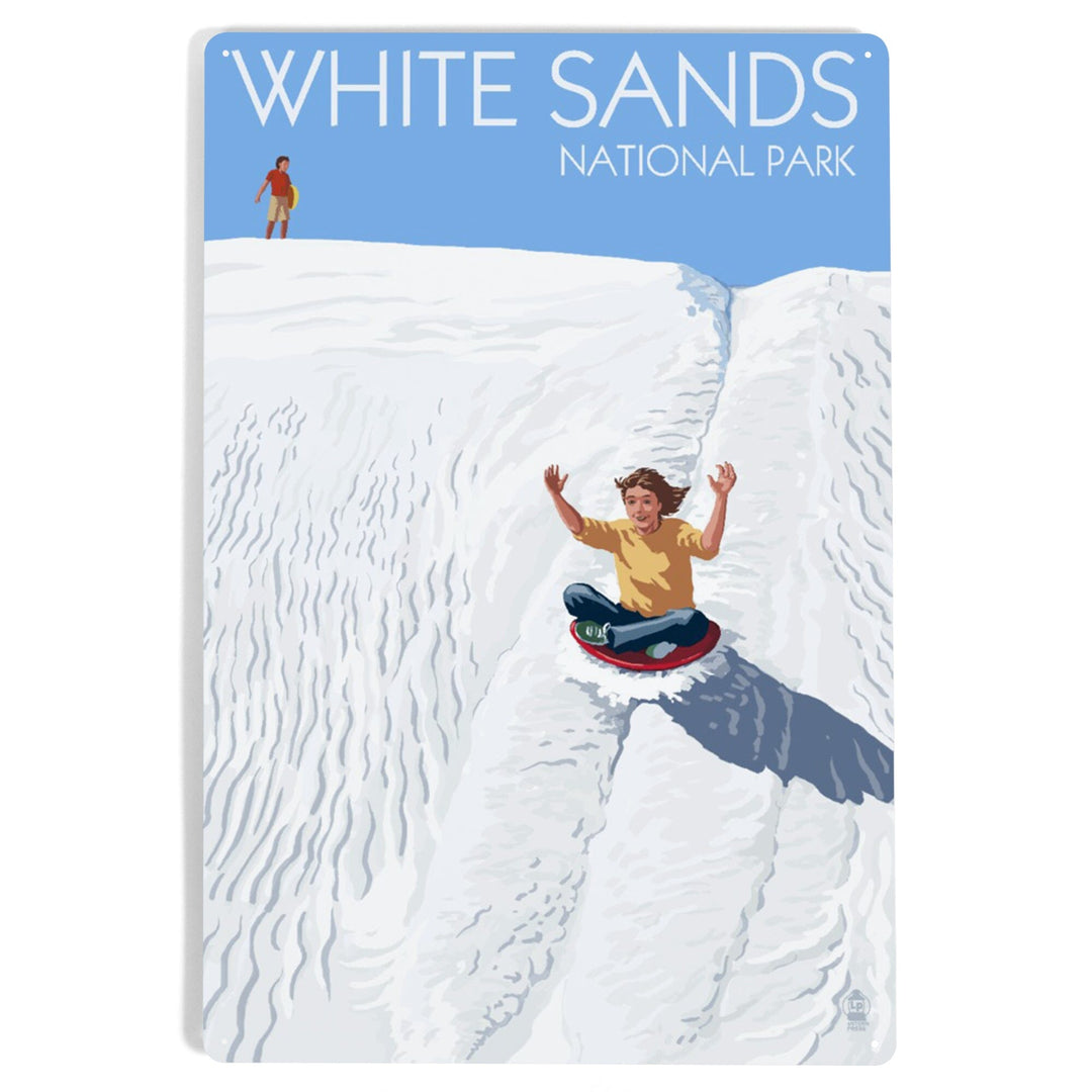 White Sands National Park, New Mexico, Sledding on Sand, Metal Signs Metal Lantern Press 