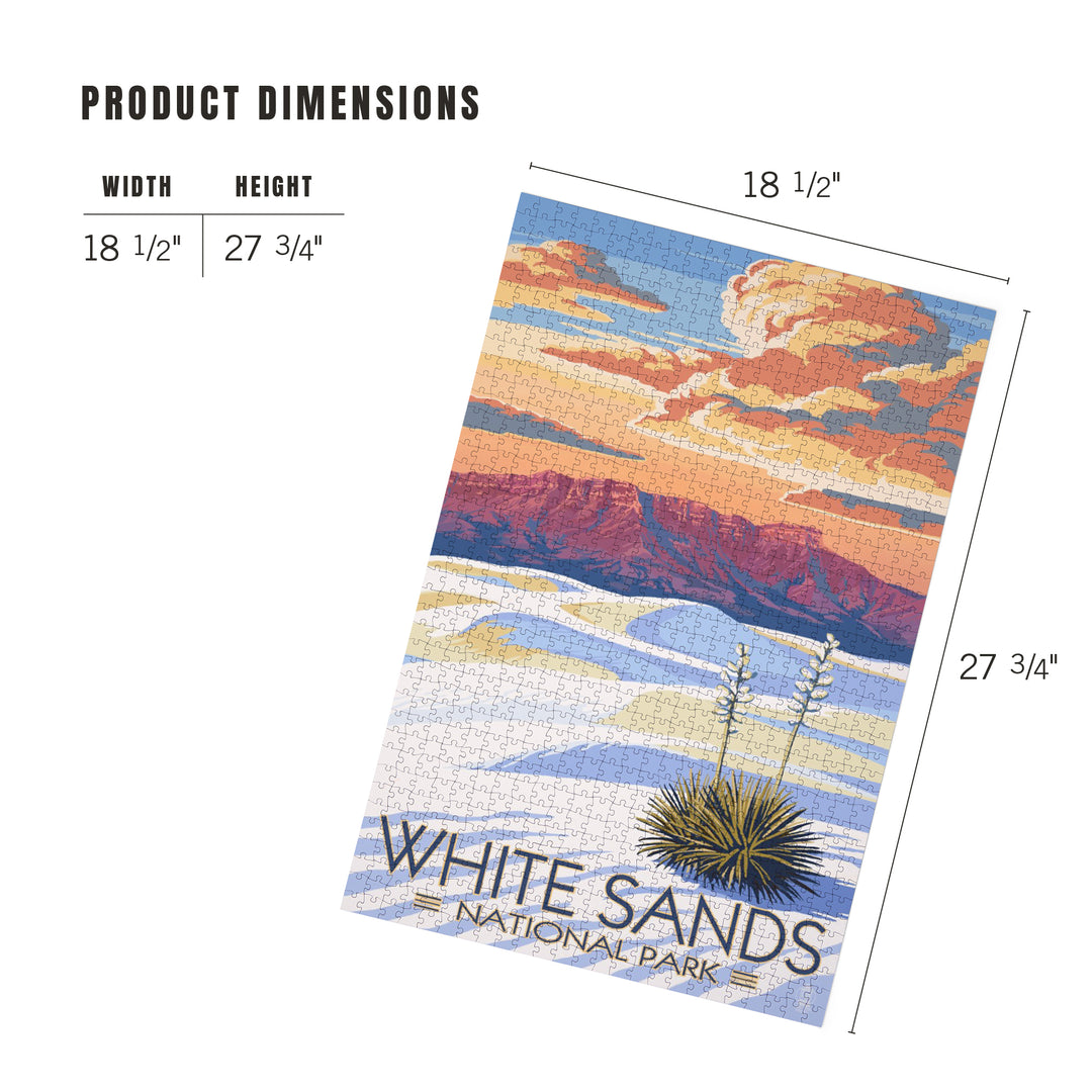 White Sands National Park, New Mexico, Sunset Scene, Jigsaw Puzzle Puzzle Lantern Press 