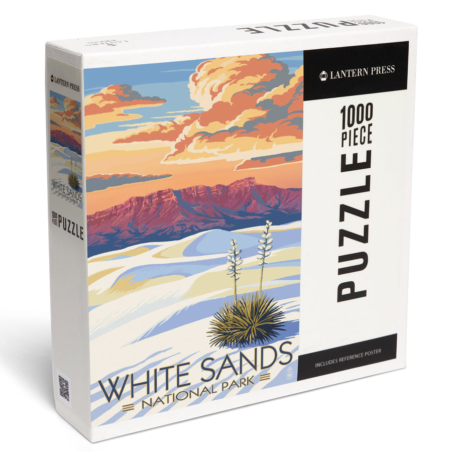 White Sands National Park, New Mexico, Sunset Scene, Jigsaw Puzzle Puzzle Lantern Press 
