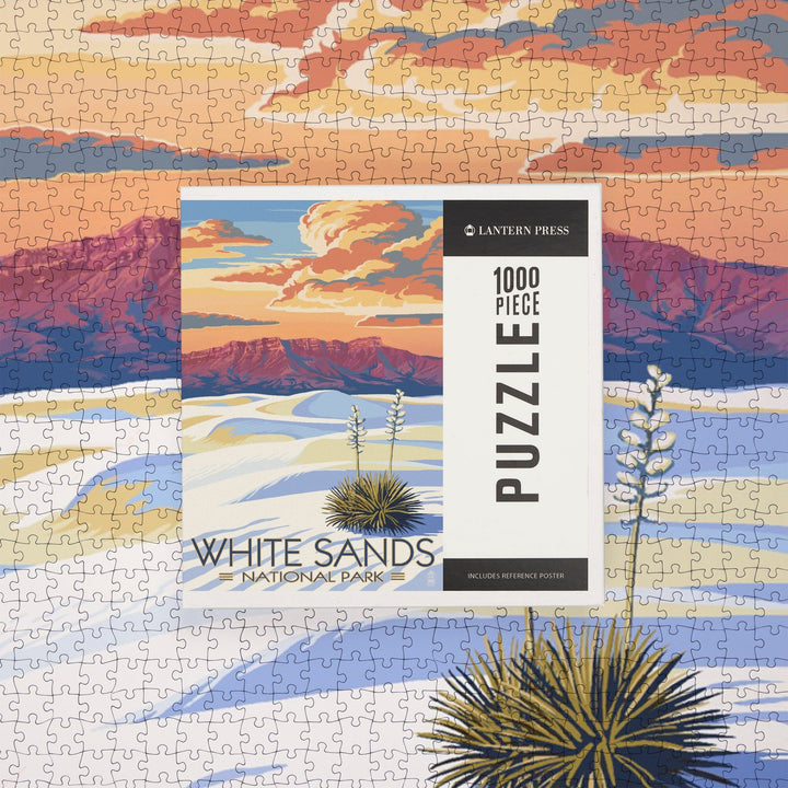 White Sands National Park, New Mexico, Sunset Scene, Jigsaw Puzzle Puzzle Lantern Press 