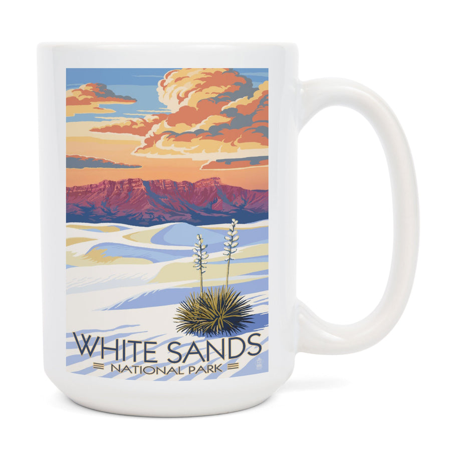 White Sands National Park, New Mexico, Sunset Scene, Lantern Press Artwork, Ceramic Mug Mugs Lantern Press 