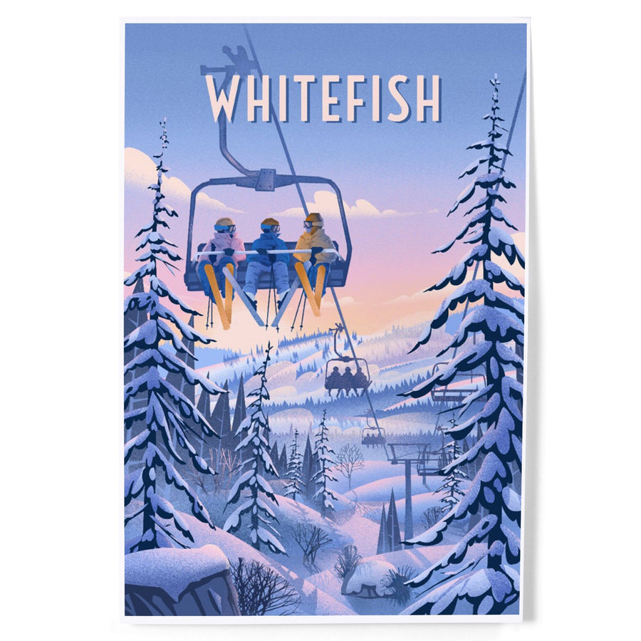 Whitefish, Montana, Chill on the Uphill, Ski Lift, Art & Giclee Prints Art Lantern Press 