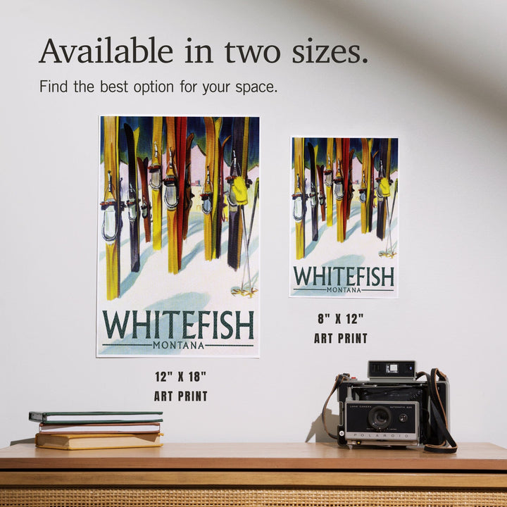 Whitefish, Montana, Colorful Skis, Art & Giclee Prints Art Lantern Press 