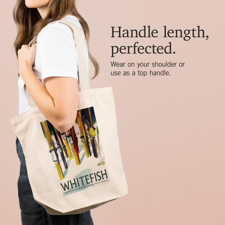 Whitefish, Montana, Colorful Skis, Tote Bag Totes Lantern Press 