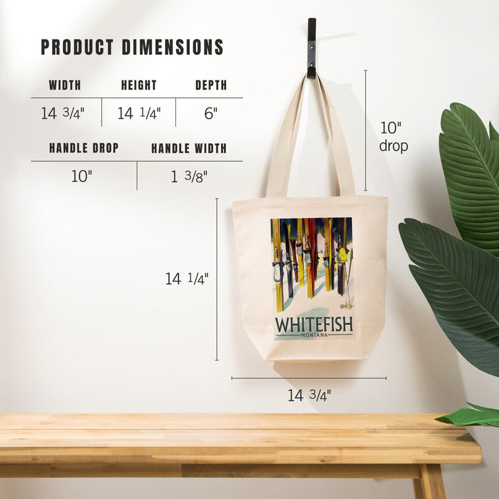 Whitefish, Montana, Colorful Skis, Tote Bag Totes Lantern Press 