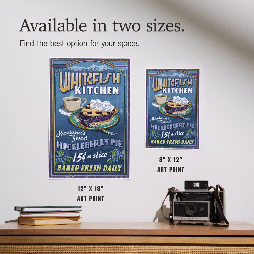 Whitefish, Montana, Huckleberry Vintage Sign, Art & Giclee Prints Art Lantern Press 