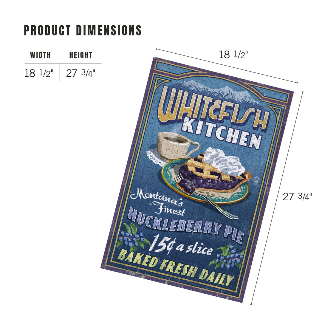 Whitefish, Montana, Huckleberry Vintage Sign, Jigsaw Puzzle Puzzle Lantern Press 