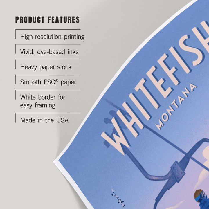 Whitefish, Montana, Montana, Chill on the Uphill, Ski Lift, Art & Giclee Prints Art Lantern Press 