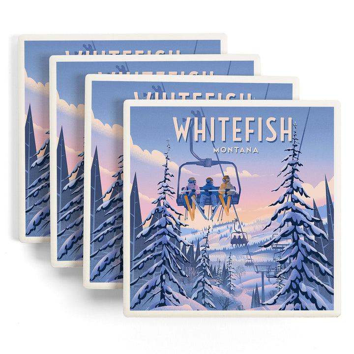 Whitefish, Montana, Montana, Chill on the Uphill, Ski Lift, Coasters Coasters Lantern Press 