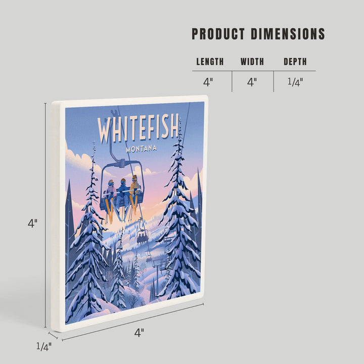 Whitefish, Montana, Montana, Chill on the Uphill, Ski Lift, Coasters Coasters Lantern Press 