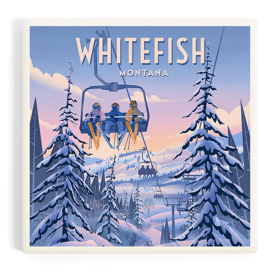 Whitefish, Montana, Montana, Chill on the Uphill, Ski Lift, Coasters Coasters Lantern Press 