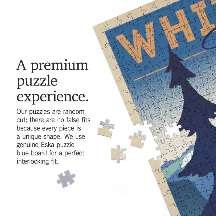 Whitefish, Montana, Moose and Mountain, Litho, Jigsaw Puzzle Puzzle Lantern Press 