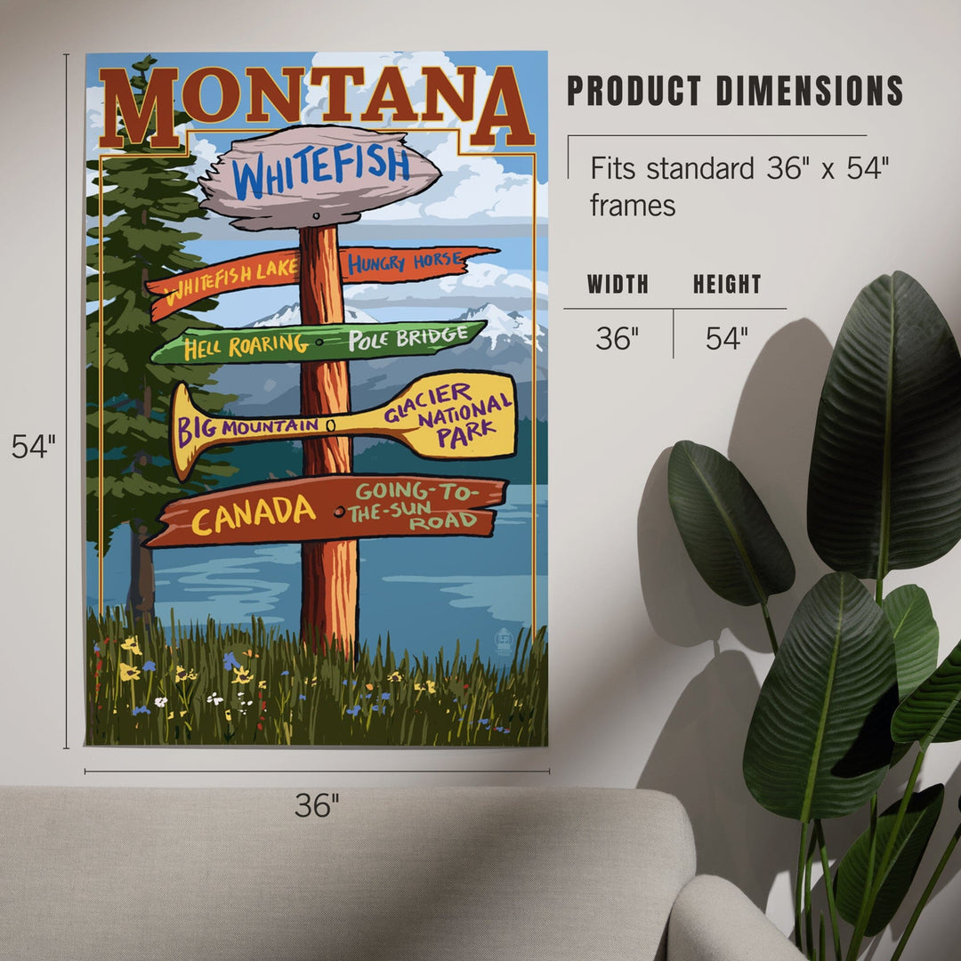 Whitefish, Montana, Sign Destinations, Art & Giclee Prints Art Lantern Press 