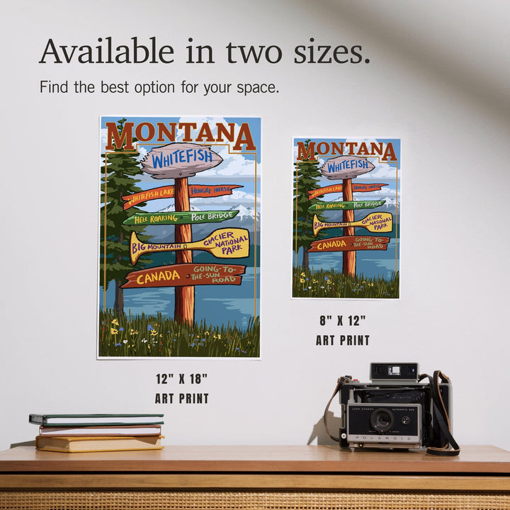 Whitefish, Montana, Sign Destinations, Art & Giclee Prints Art Lantern Press 