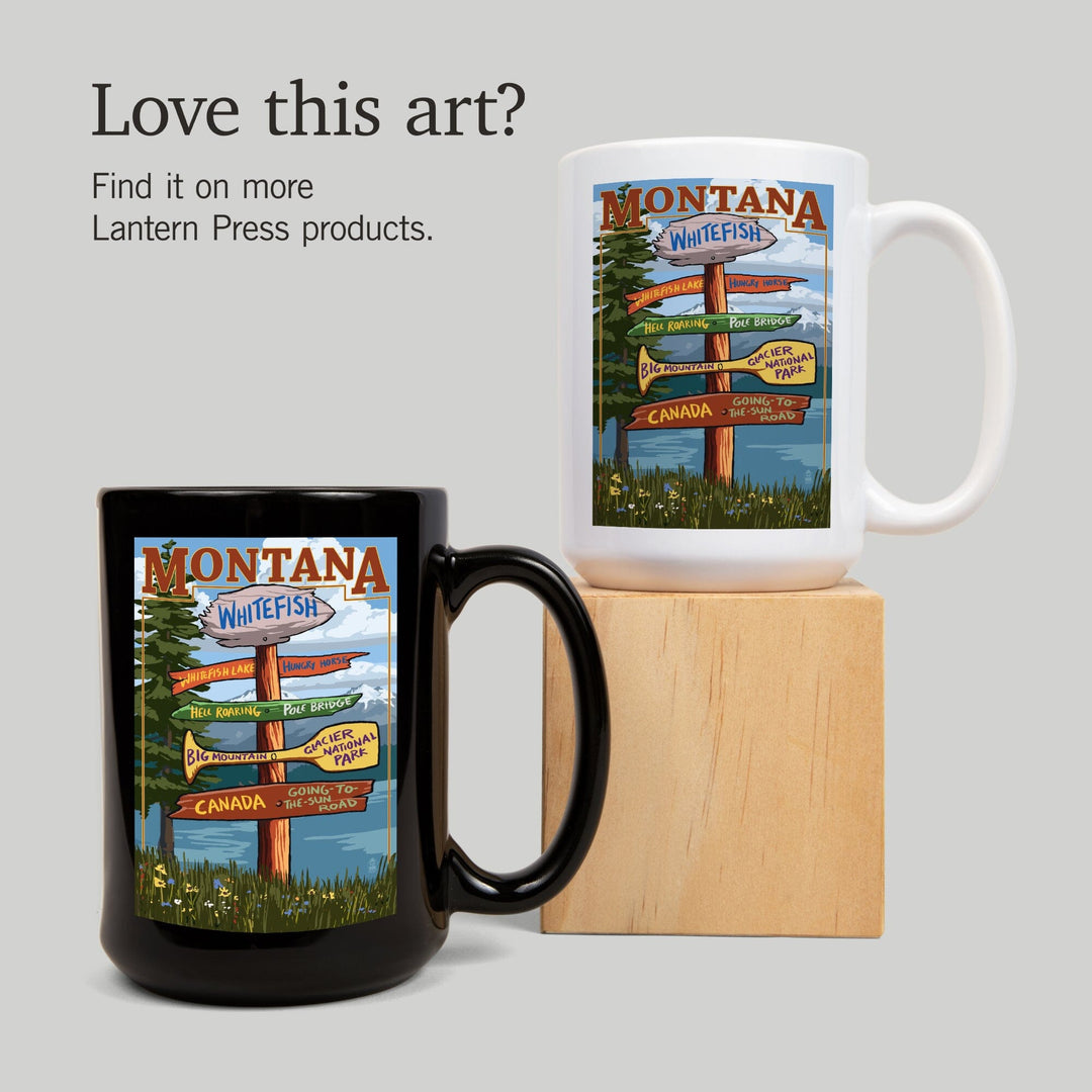 Whitefish, Montana, Sign Destinations, Ceramic Mug Mugs Lantern Press 
