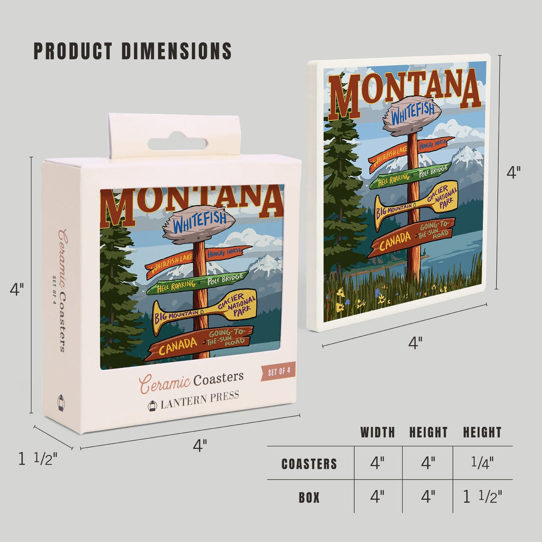 Whitefish, Montana, Sign Destinations, Coasters Coasters Lantern Press 