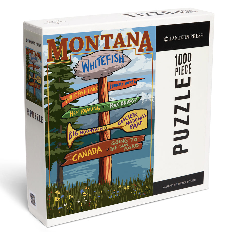 Whitefish, Montana, Sign Destinations, Jigsaw Puzzle Puzzle Lantern Press 
