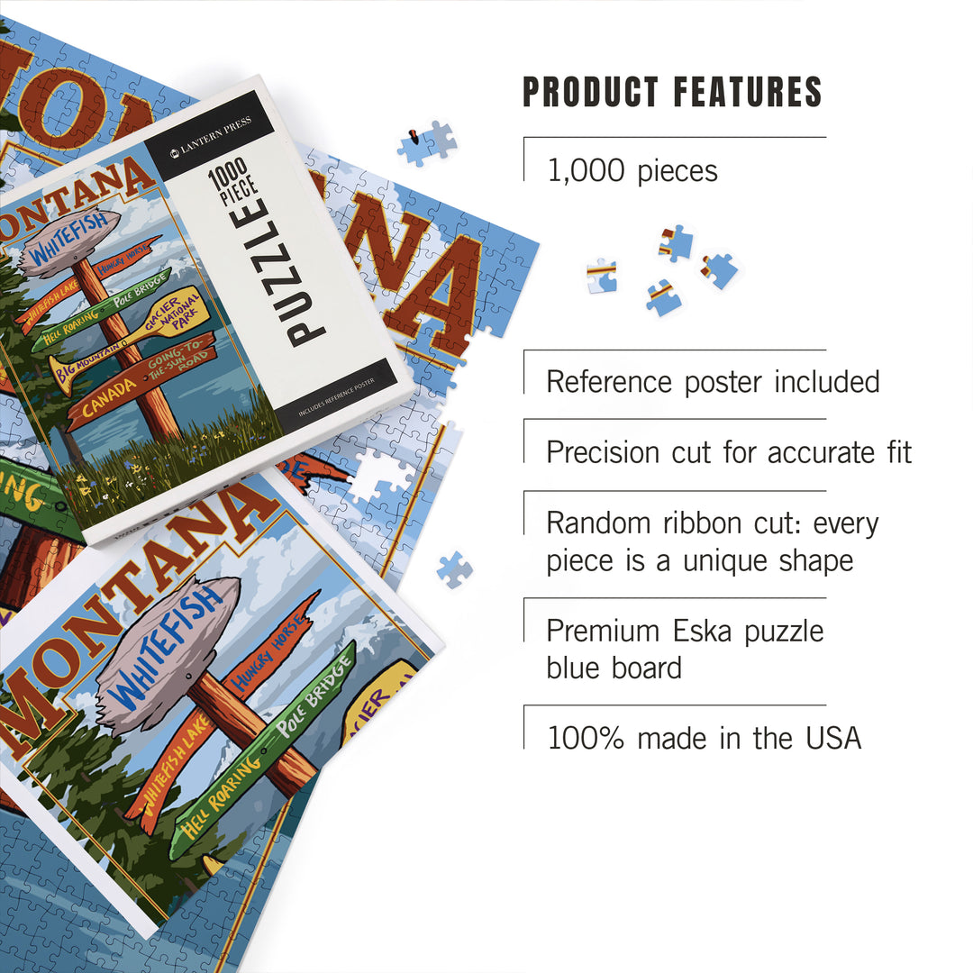 Whitefish, Montana, Sign Destinations, Jigsaw Puzzle Puzzle Lantern Press 