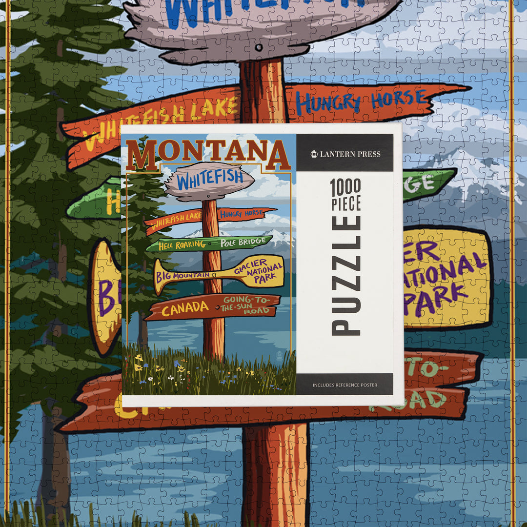 Whitefish, Montana, Sign Destinations, Jigsaw Puzzle Puzzle Lantern Press 