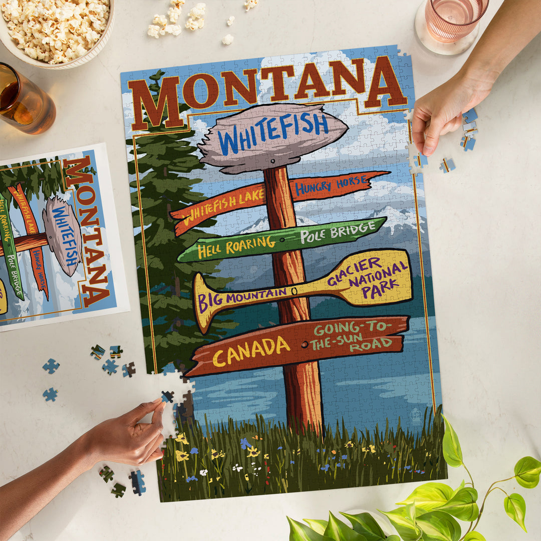 Whitefish, Montana, Sign Destinations, Jigsaw Puzzle Puzzle Lantern Press 