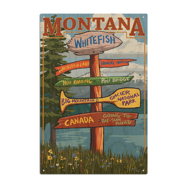 Whitefish, Montana, Sign Destinations, Lantern Press Poster, Wood Signs and Postcards Wood Lantern Press 10 x 15 Wood Sign 