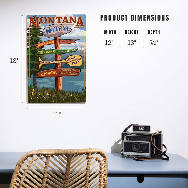 Whitefish, Montana, Sign Destinations, Lantern Press Poster, Wood Signs and Postcards Wood Lantern Press 