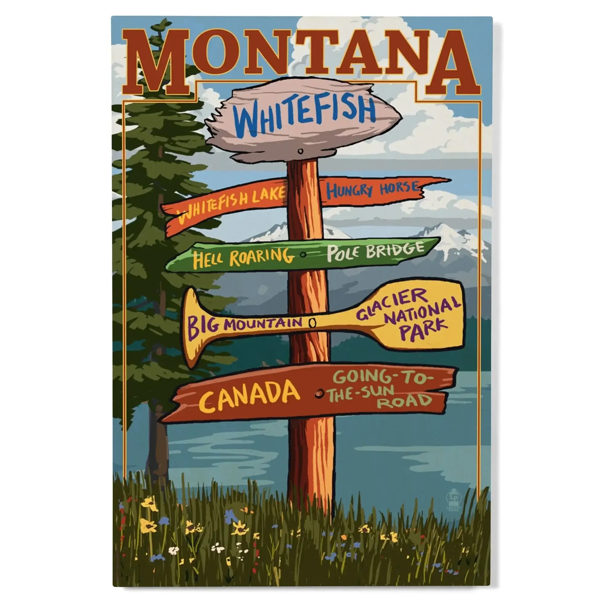 Whitefish, Montana, Sign Destinations, Lantern Press Poster wood signs ...
