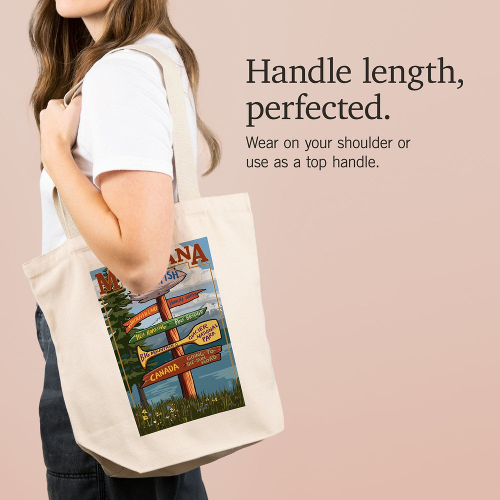 Whitefish, Montana, Sign Destinations, Tote Bag Totes Lantern Press 