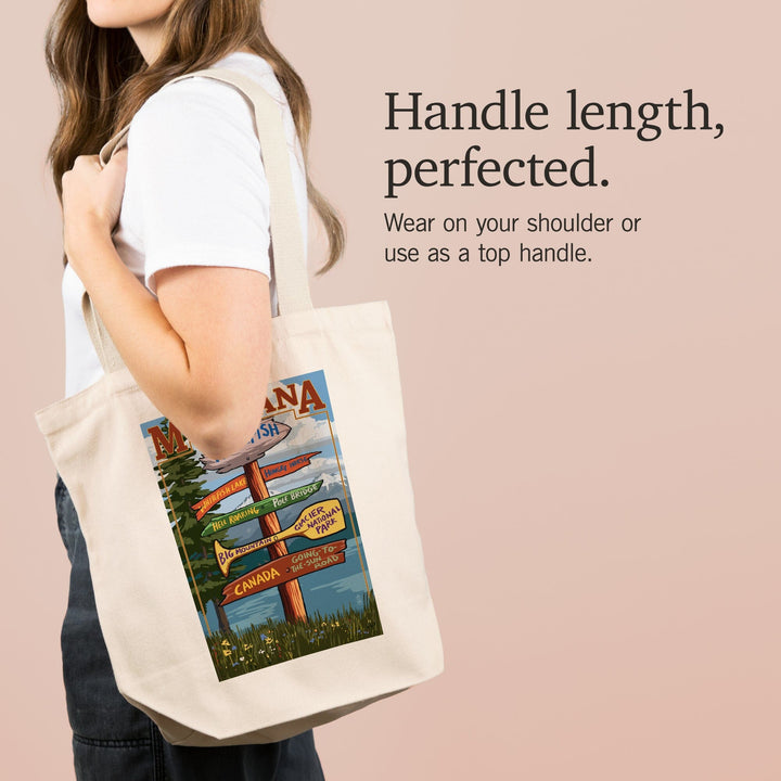 Whitefish, Montana, Sign Destinations, Tote Bag Totes Lantern Press 