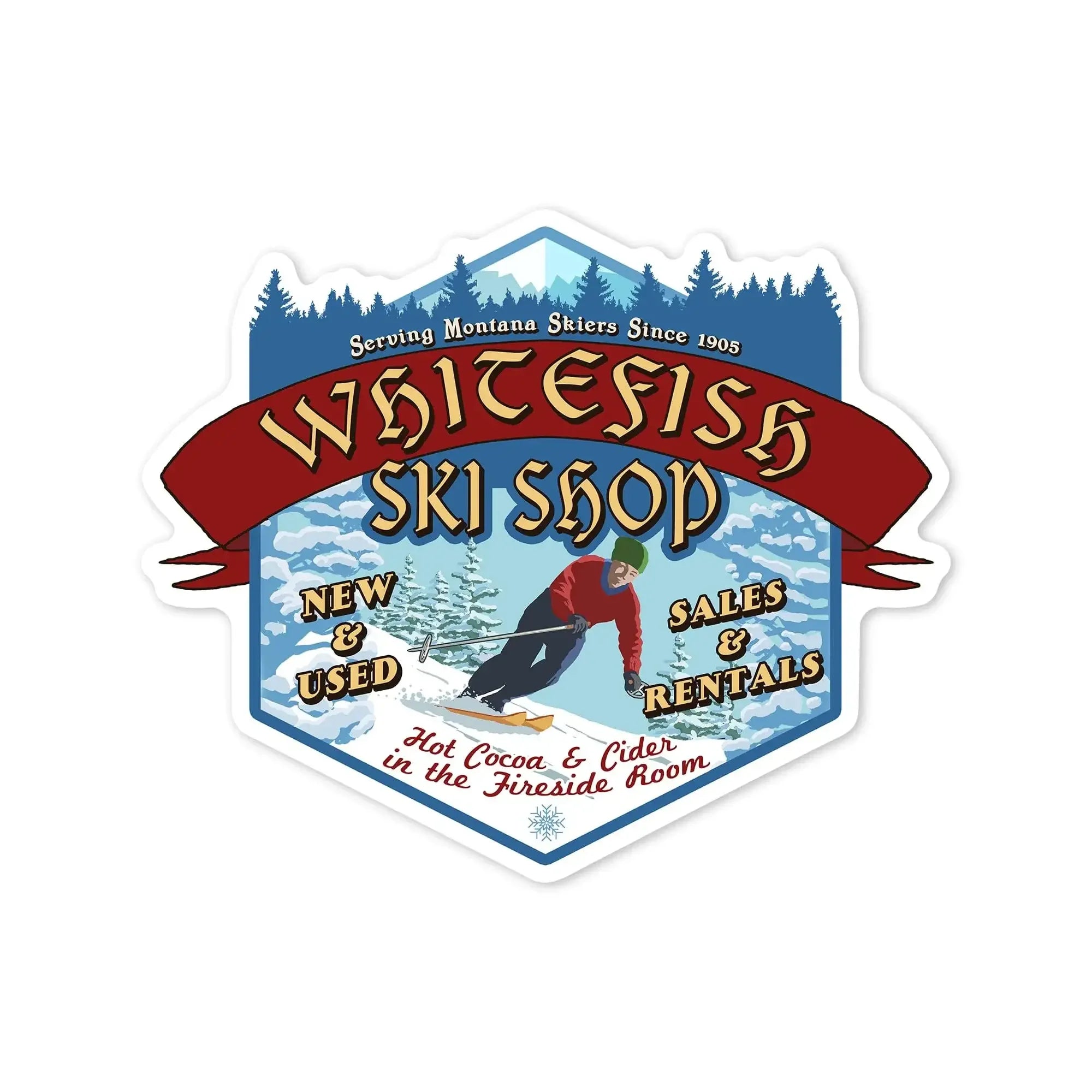 Whitefish, Montana, Ski Shop, Vintage Sign, Contour, outdoor vinyl ...