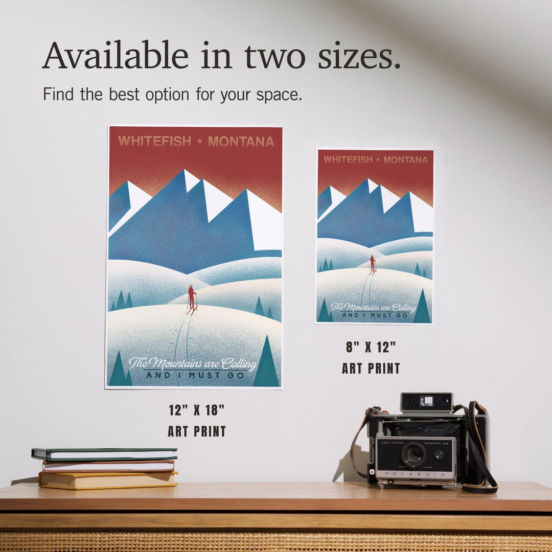 Whitefish, Montana, Skier In the Mountains, Litho, Art & Giclee Prints Art Lantern Press 