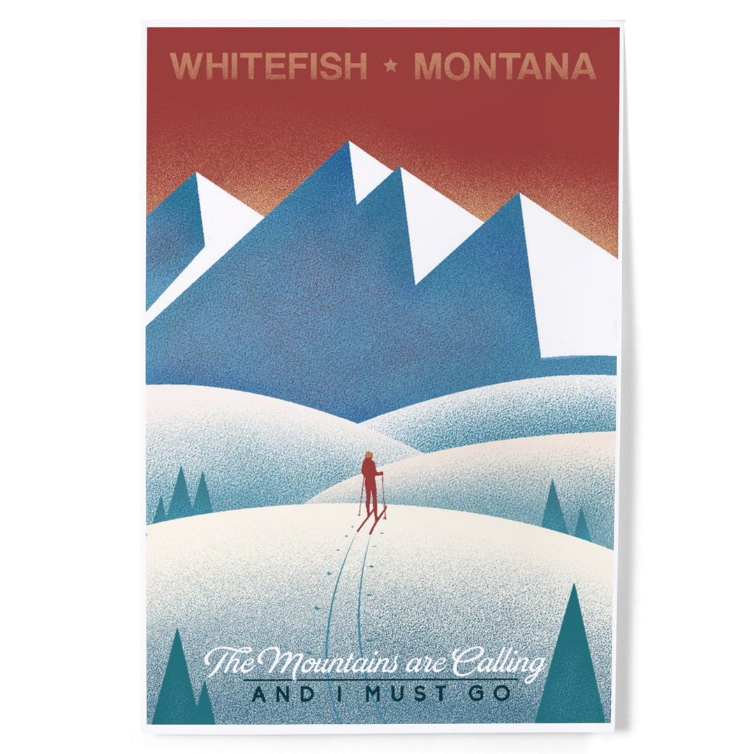 Whitefish, Montana, Skier In the Mountains, Litho, Art & Giclee Prints Art Lantern Press 