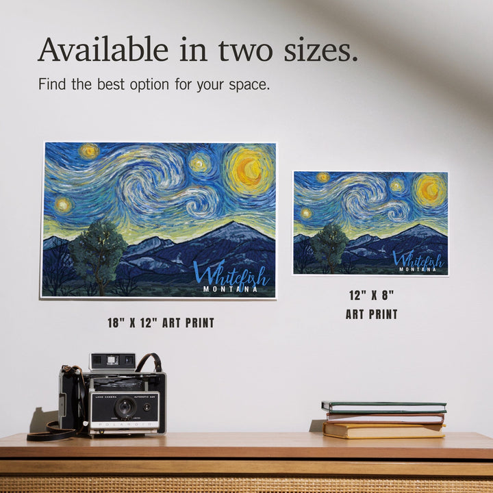 Whitefish, Montana, Starry Night, Art & Giclee Prints Art Lantern Press 