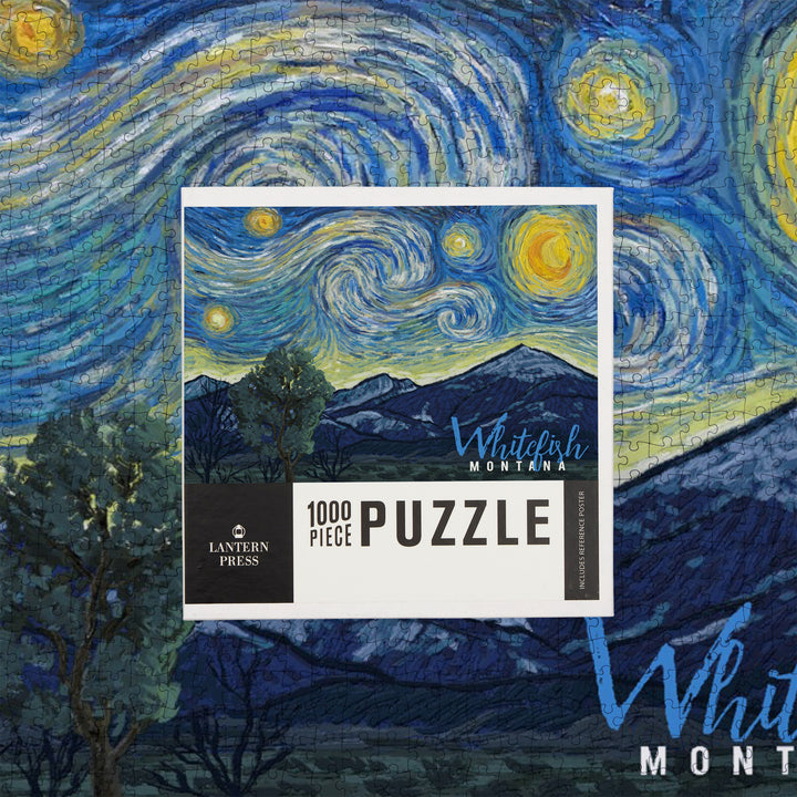 Whitefish, Montana, Starry Night, Jigsaw Puzzle Puzzle Lantern Press 