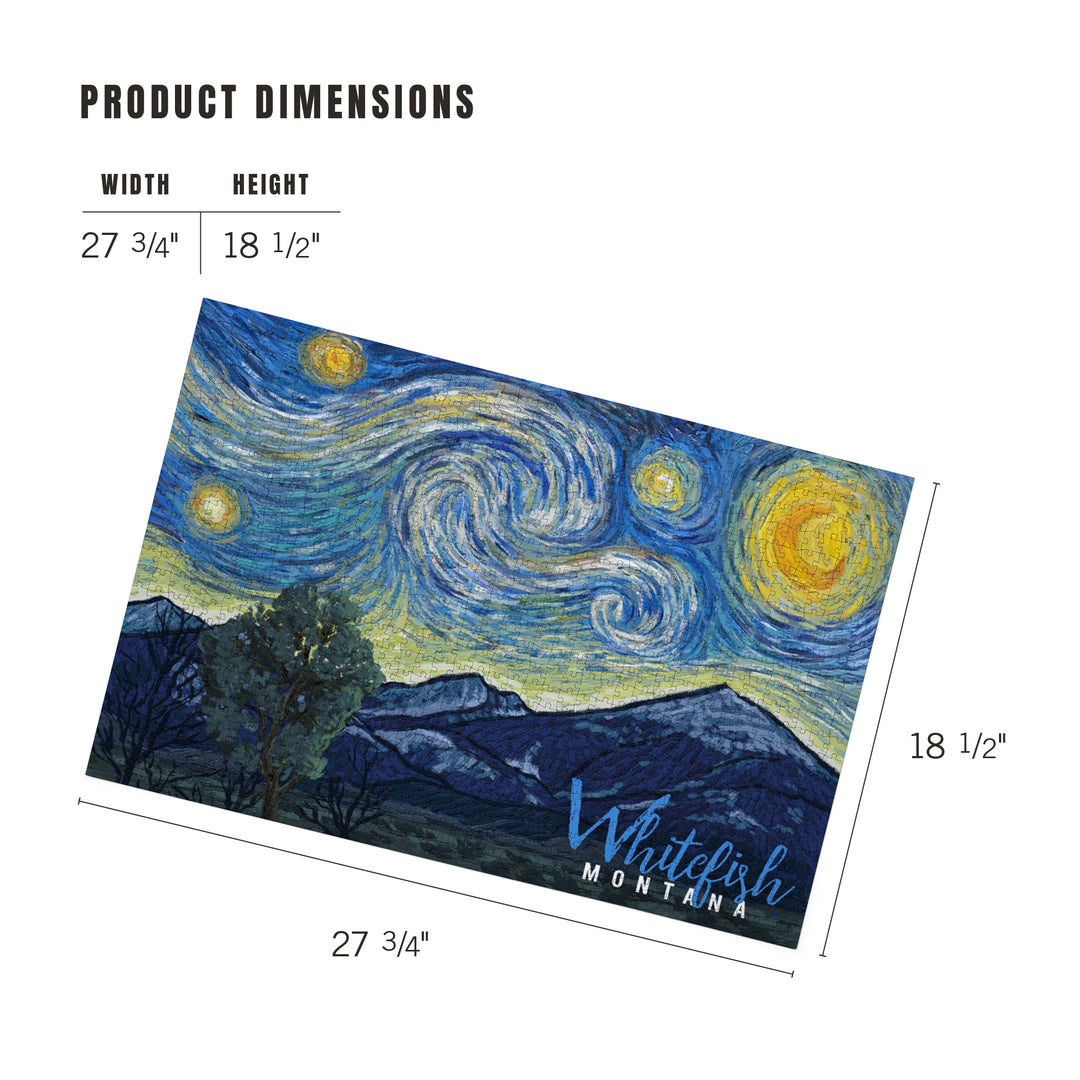 Whitefish, Montana, Starry Night, Jigsaw Puzzle Puzzle Lantern Press 