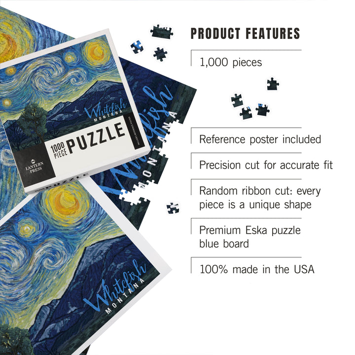 Whitefish, Montana, Starry Night, Jigsaw Puzzle Puzzle Lantern Press 