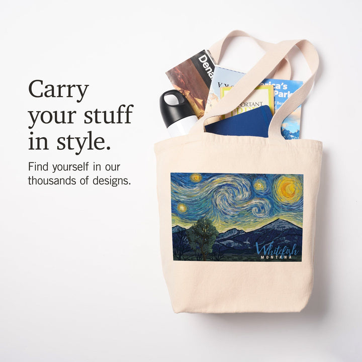 Whitefish, Montana, Starry Night, Tote Bag Totes Lantern Press 