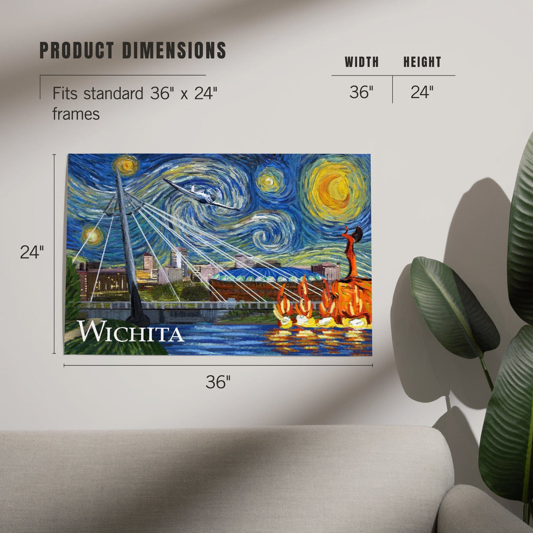 Wichita, Kansas, Starry Night, Art & Giclee Prints Art Lantern Press 