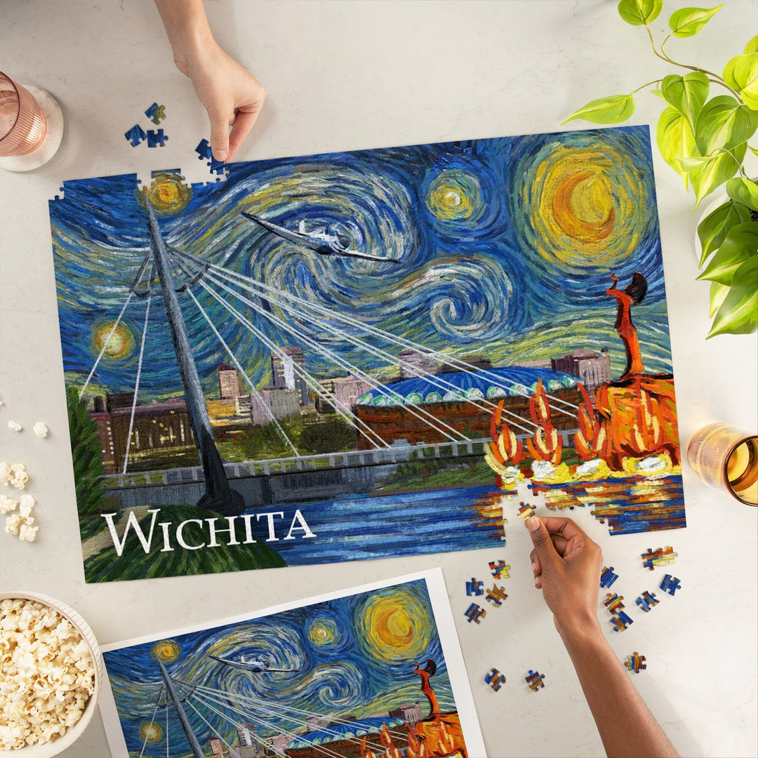 Wichita, Kansas, Starry Night, Jigsaw Puzzle Puzzle Lantern Press 
