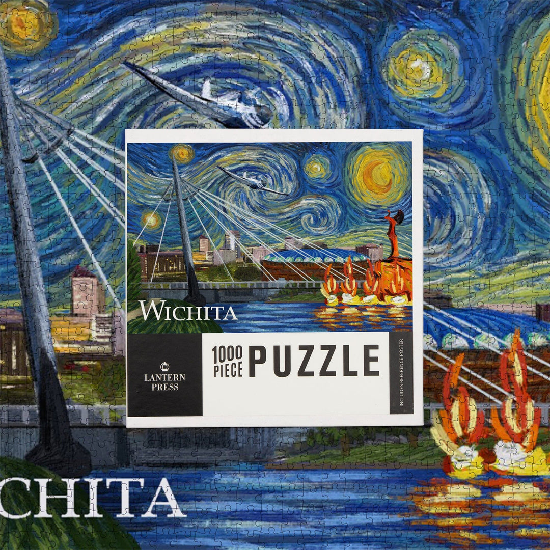 Wichita, Kansas, Starry Night, Jigsaw Puzzle Puzzle Lantern Press 