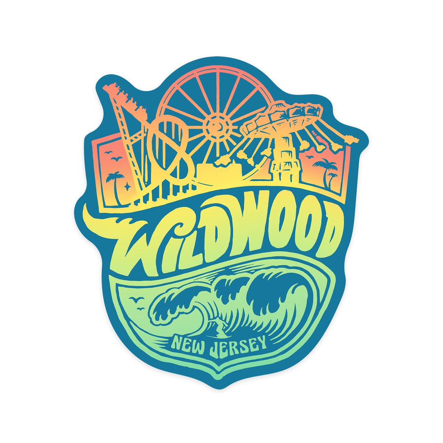 Wild wood, New Jersey, Contour, Vinyl Sticker Sticker Lantern Press 