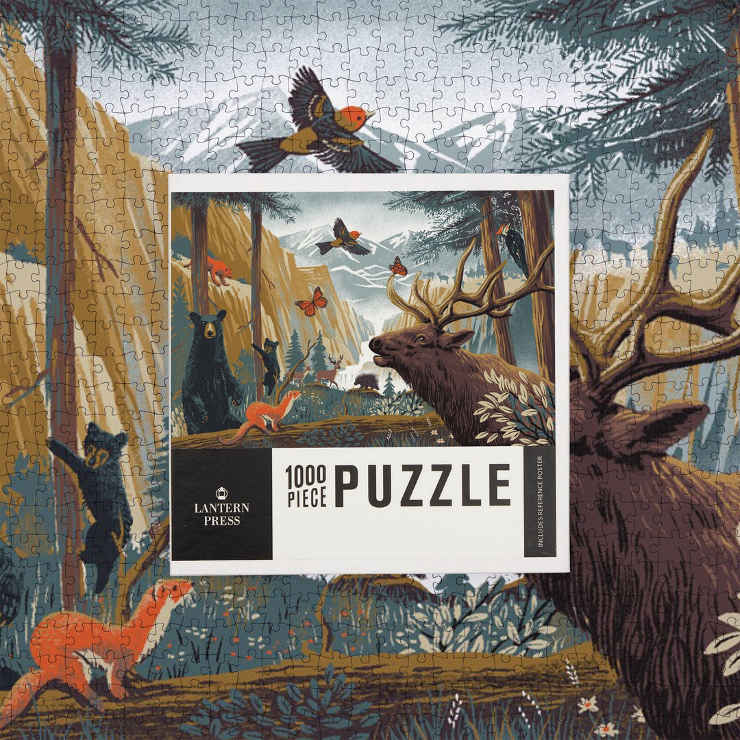 Wildlife Utopia, Cliffs and River Revisited, Jigsaw Puzzle Puzzle Lantern Press 